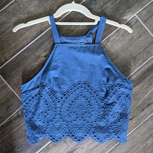 Abercrombie & Fitch Blue Eyelet Crop Top